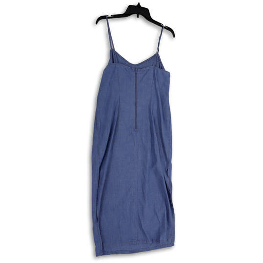 NWT Womens Blue Spaghetti Strap Back Zip Bow Tie Front Shift Dress Size 8 image number 2