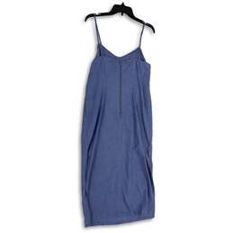 NWT Womens Blue Spaghetti Strap Back Zip Bow Tie Front Shift Dress Size 8 alternative image