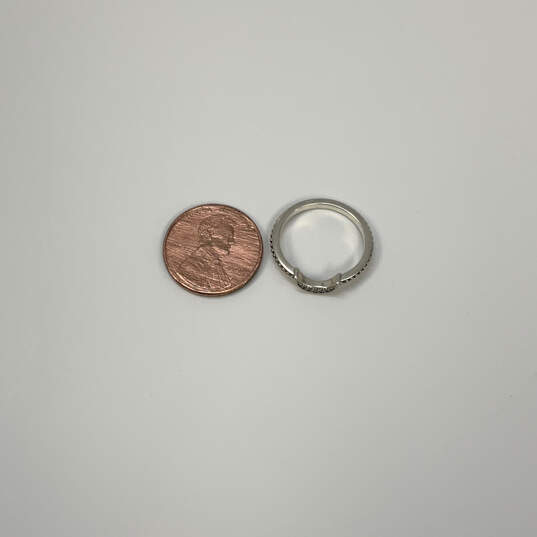 Designer Pandora S925 ALE Sterling Silver CZ Crescent Moon Beaded Ring image number 2