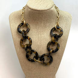 Designer J. Crew Gold-Tone Tortoise Acrylic Circular Link Chain Necklace