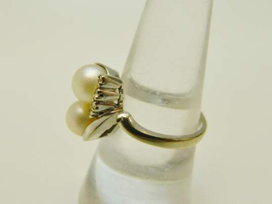 10K White Gold Double Pearl Spinel Ring 4.5g image number 3