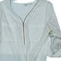 Womens White Roll Tab Sleeve Front Pockets 1/4 Zip Blouse Top Size Medium image number 3