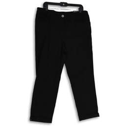 NWT Womens Black Flat Front Straight Leg Tummy Control Ankle Pants Size 16