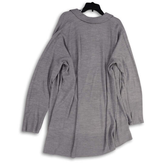 NWT Womens Gray Knitted Long Sleeve Open Front Cardigan Sweater Size 3X image number 2