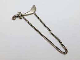 Artisan 925 Repousse Sword Cable & Cable Chain Dangle Statement Brooch 33.5g alternative image