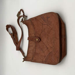 Womens Brown Leather Bag Charm Adjustable Strap Inner Pockets Crossbody Bag