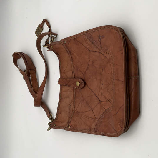 Womens Brown Leather Bag Charm Adjustable Strap Inner Pockets Crossbody Bag image number 1