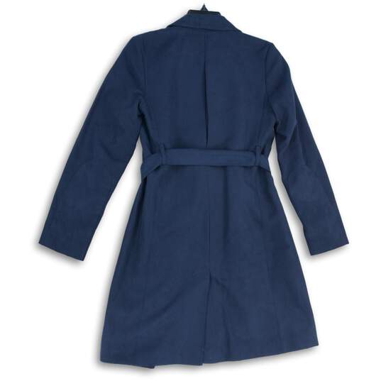 Ralph Lauren Womens Navy Blue Notch Lapel Long Sleeve Belted Overcoat Size L image number 2