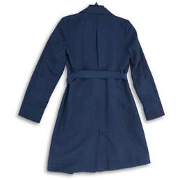 Ralph Lauren Womens Navy Blue Notch Lapel Long Sleeve Belted Overcoat Size L alternative image