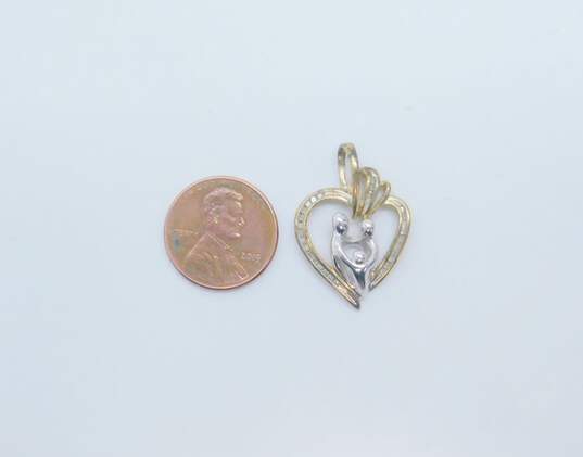 10K Two Tone Gold 0.13 CTTW Diamond Family Heart Pendant 2.4g image number 4