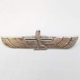 925 Silver Niello Egyptian Landscape 7" Bracelet Winged Isis Brooch BD. 13.2g alternative image