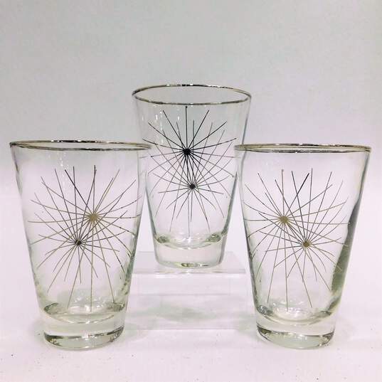 Vintage MCM Libbey Granada Atomic Starburst Barware Drinking Glasses Set of 3 image number 1