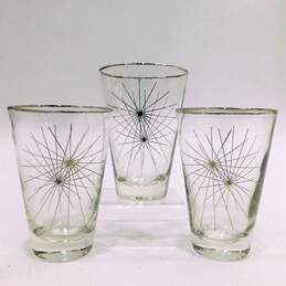 Vintage MCM Libbey Granada Atomic Starburst Barware Drinking Glasses Set of 3