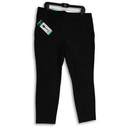 NWT Womens Black Flat Front Pockets Pull-On Skinny Leg Dress Pants Size XL