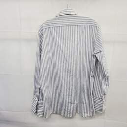 Christian Dior Monsieur Blue Striped Cotton Blend Button Up Shirt Men's Size 16-33 AUTHENTICATED
