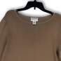 Womens Brown Round Neck Long Sleeve Stretch Pullover T-Shirt Size Large image number 3