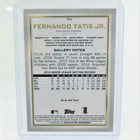 2019 Fernando Tatis Jr Topps Gallery Rookie San Diego Padres image number 3