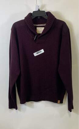Weatherproof Mens Purple Long Sleeve Shawl Collared Pullover Sweater Size Large