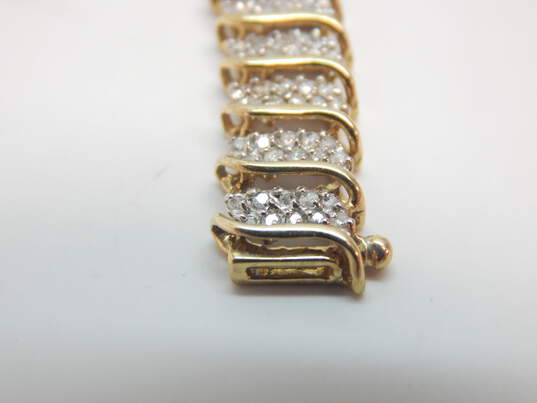 10K Yellow Gold 4.0 CTTW Round Diamond Pave Tennis Bracelet 15.5g image number 2
