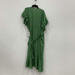 NWT Womens Green Floral Short Sleeve V Neck Ruffle Wrap Dress Size 3X alternative image