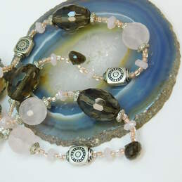 Peggy Goodman 925 Rose & Smoky Quartz & Stamped & Granulated Beaded Necklace 72g alternative image