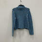 Womens Blue White Long Sleeve Popcorn Stitch Pullover Sweater Size Small image number 2