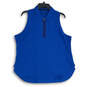 Womens Blue Spread Collar 1/4 Zip Sleeveless Golf Polo Shirt Size XL image number 1