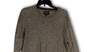 Mens Tan V-Neck Long Sleeve Tight-Knit Pullover Sweater Size Medium image number 3