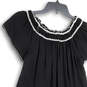 NWT Womens Black Round Neck Short Sleeve Knee Length A-Line Dress Size M image number 4