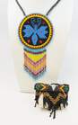 Native American Beaded Pow Wow Bead Medallion & Hair Clip 78.3g image number 1