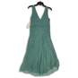 NWT Dressbarn Womens Green Floral Sequin Sleeveless Fit & Flare Dress Size 14 image number 1