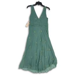 NWT Dressbarn Womens Green Floral Sequin Sleeveless Fit & Flare Dress Size 14