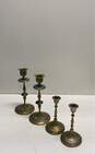 Brass and Bronze Set of 4 Candlesticks Metal Enamel Candle Holders image number 8