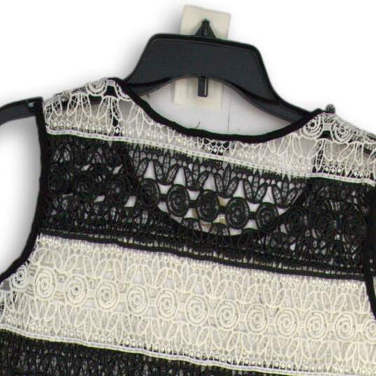 NWT Coco + Carmen Womens Black White Round Neck Pullover Tank Top Size S/M image number 4