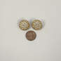 Designer Swarovski Gold-Tone Crystal Studded Round Dome Clip-on Earrings image number 3