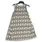 NWT Loft Womens Gray White Printed Sleeveless Round Neck A-Line Dress Size M image number 2