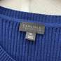 Womens Blue Long Sleeve Round Neck Henley Sweater Size XL image number 3