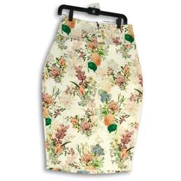 NWT Womens Multicolor Floral Stretch Pull-On Straight & Pencil Skirt Size M