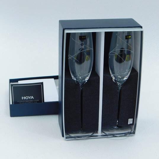 Hoya Crystal Champagne Flute Set of 2 IOB image number 1