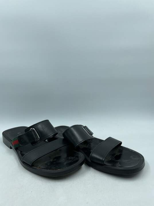 Authentic Gucci Black Leather Sandals M 10.5D image number 3