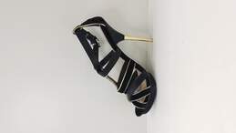 H By Halston Black & Gold Velvet Strappy Heels Sandals Women's 6