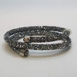 Swarovski Silver Tone Crystal Coil Wrap 16in Bracelet 21.8g