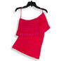 Womens Pink Knitted Pleated One Shoulder Pullover Blouse Top Size Large image number 2