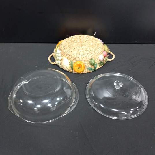Pyrex Glass Roasting Dish w/Wicker Basket image number 5