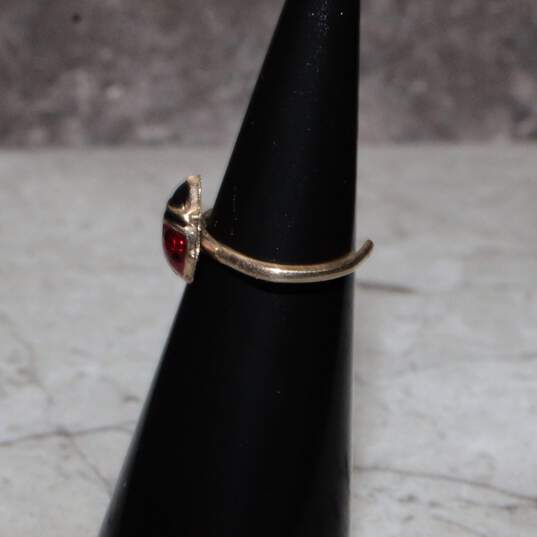 10K Yellow Gold Black & Red Enamel Ladybug Toe Ring - 0.6g image number 3