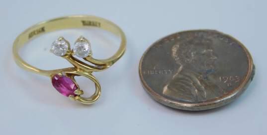 Romantic 14K Yellow Gold Ruby & CZ Ring 1.8g image number 5