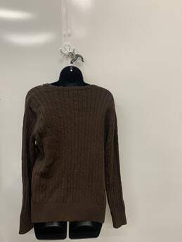 Women's Brown V Neck Long Sleeve Sweater alternative image