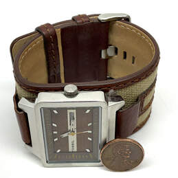 Designer Fossil Adjustable Leather Strap Square Dial Analog Wristwatch alternative image