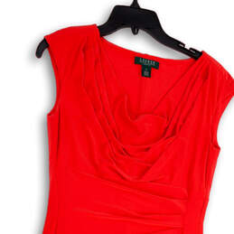 Womens Orange Sleeveless Drape Neck Stretch Pullover Sheath Dress Size 6 alternative image