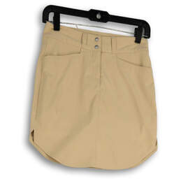 Womens Tan Regular Fit Stretch Flat Front Pockets Short Skort Skirt Size 0